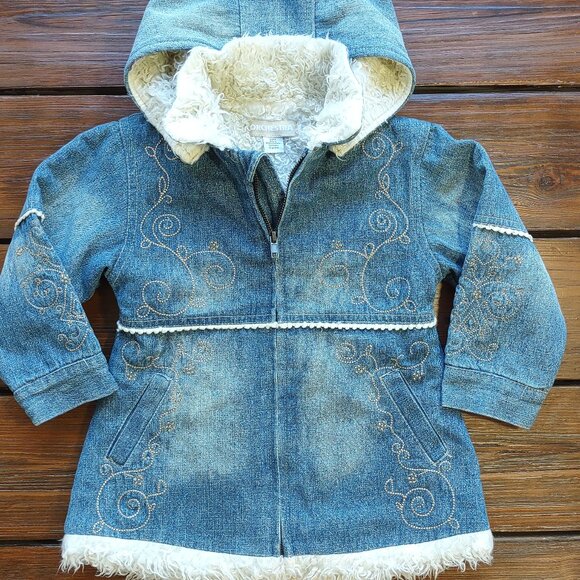 Orchestra 'Penny Lane' Denim Coat w/ Hood Embroidered Full Zip Toddler Girl 2T - Picture 8 of 11